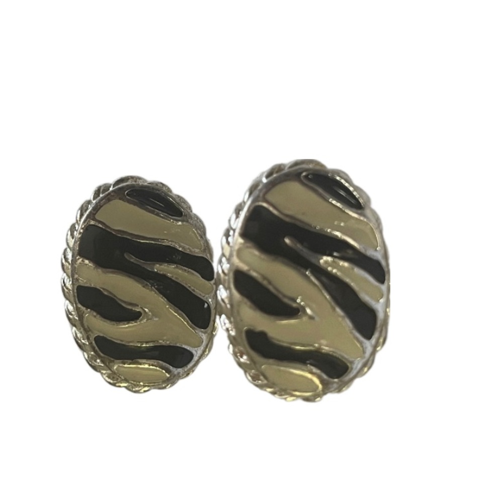 Vintage 80s Zebra Clip-on Earrings